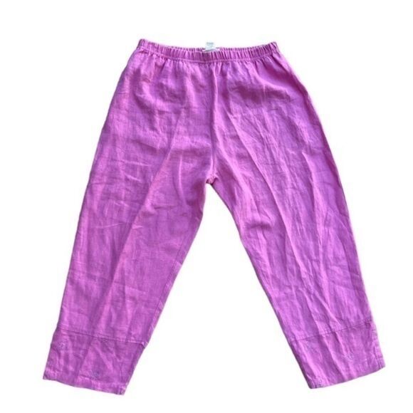 Aegean 100% linen pink Embroidered Bottom pants size L - Picture 1 of 6